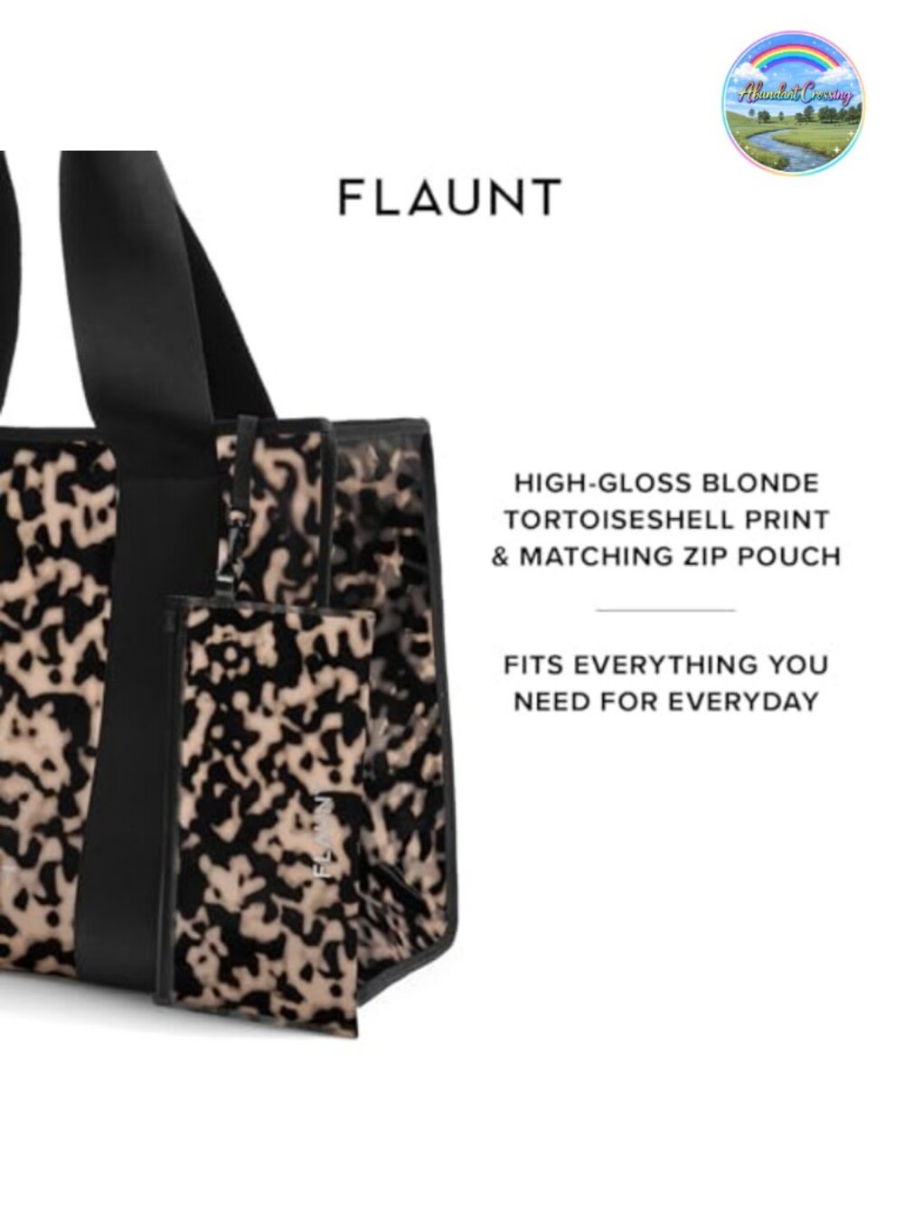 Faux Blonde Tortoise Shell Everyday Tote with Phone Pouch - Picture 3 of 4